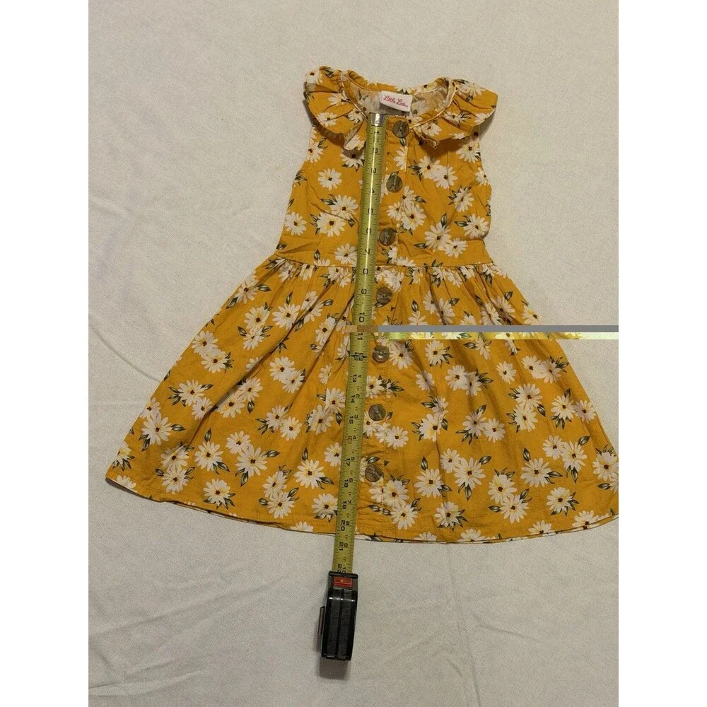 Insta Girl & Little Lass Girls 2pc Yellow Floral Dress + Tee Set Size 6 S 7/8